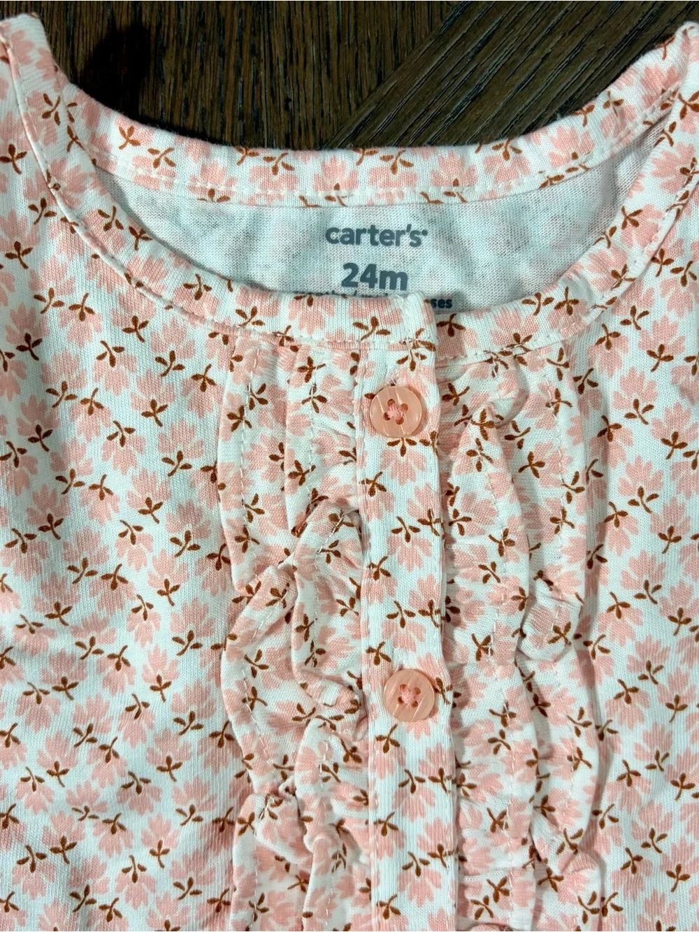 Carter's Peach Pink Floral Long-Sleeve Pajama Nightgown